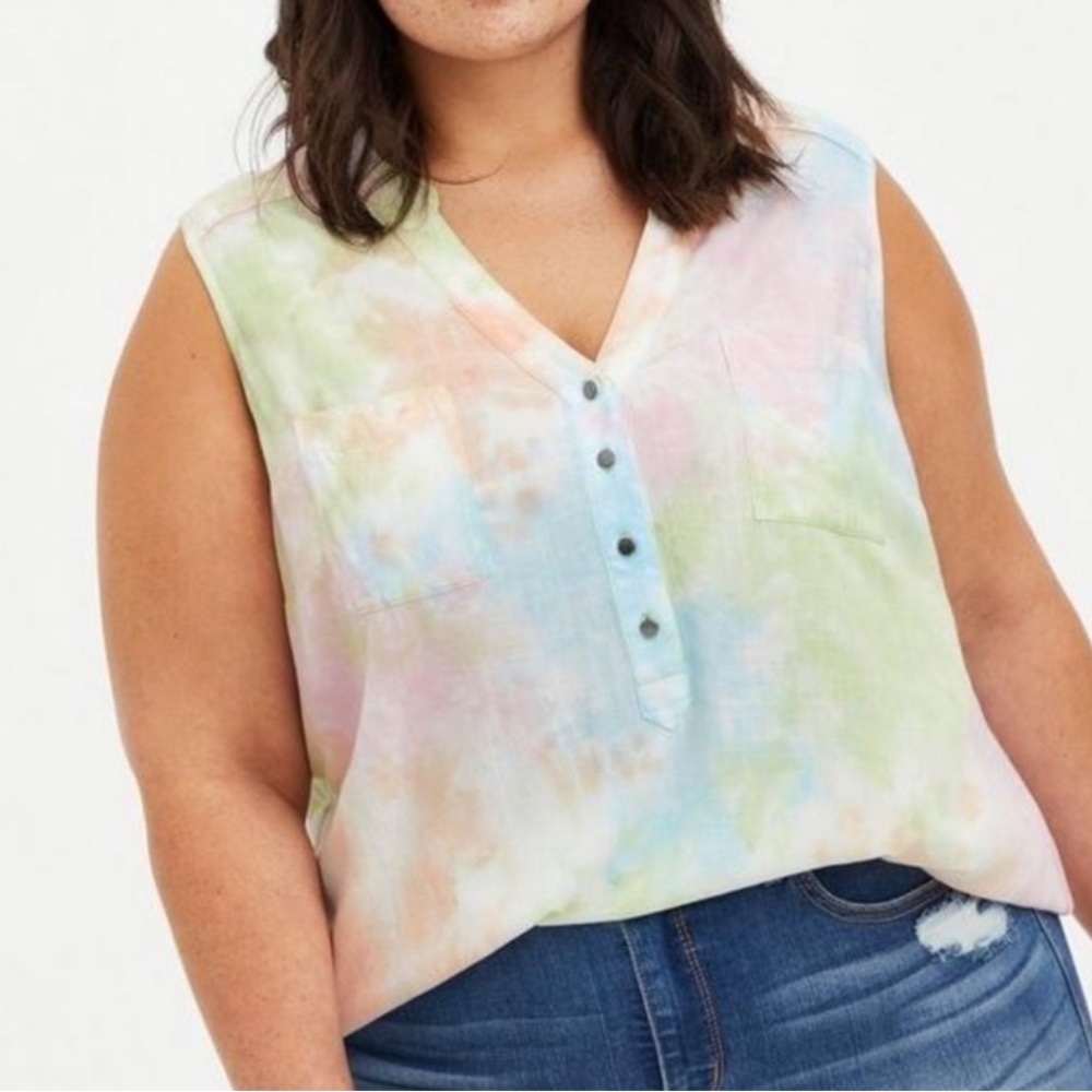 Torrid Multi Tie Dye Short Sleeve Tank Top